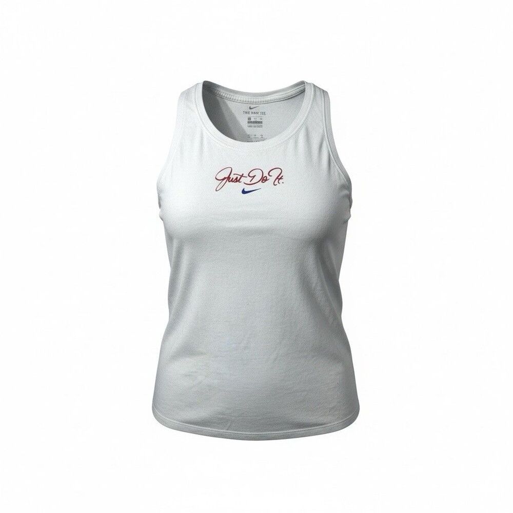 Nike Women’s Plus Size Just Do It Dry Fit White Cotton Workout Tank
